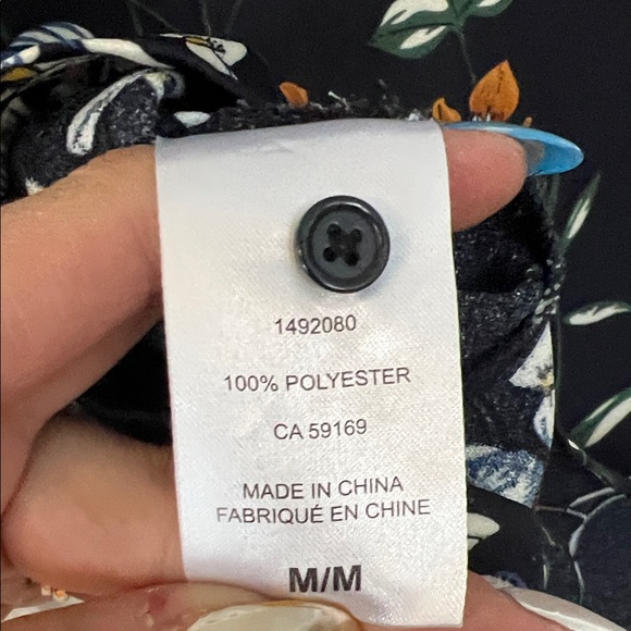 Mario Serrani Black Top with Orange and White Floral Design - Picture 5 of 5